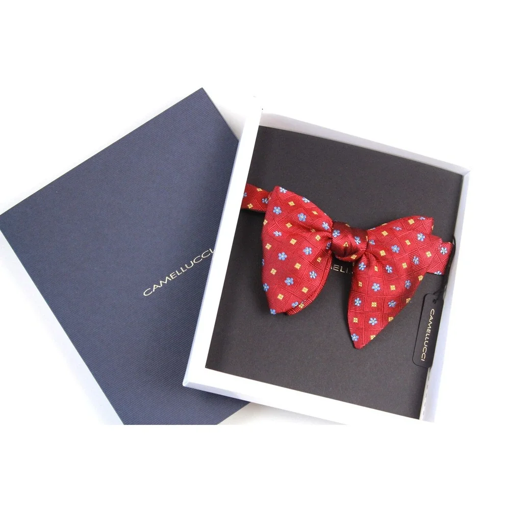 Men's Self-Tied Big‎ Butterfly Bow Tie Red Ornamental Pattern S717